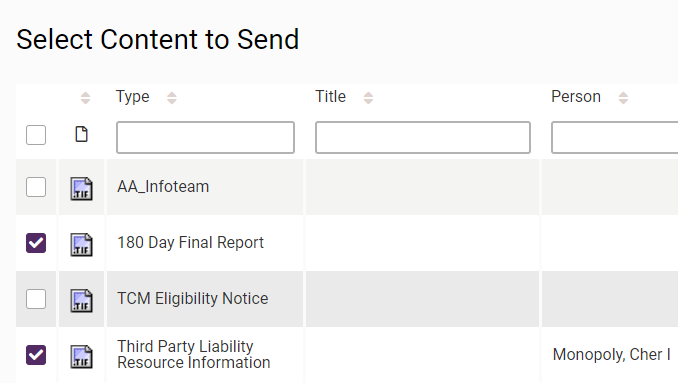 select content items