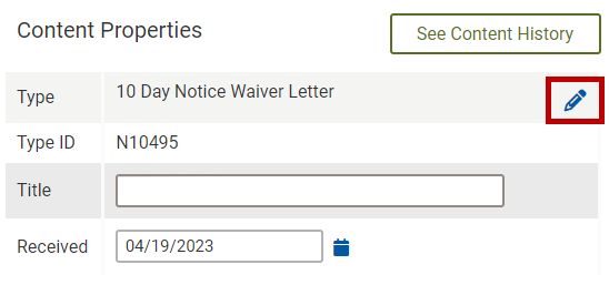 edit button in Type field of Content Properties