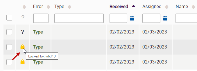 lock icon and locked-by-user message