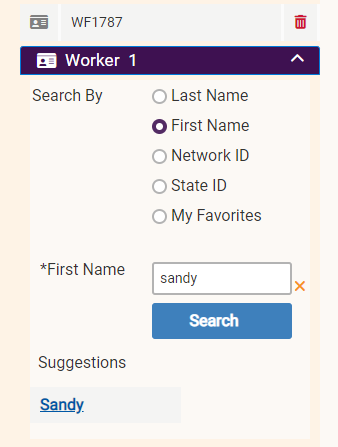 select search by option, enter search criteria, and click search