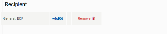 remove button in Recipient table