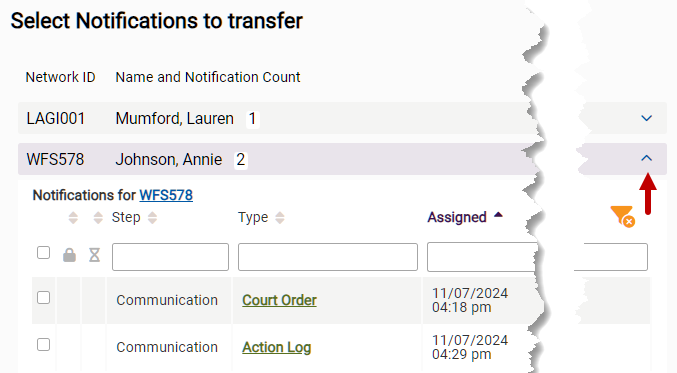 select worker for notifications transfer