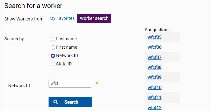 suggestions appear after entering network ID