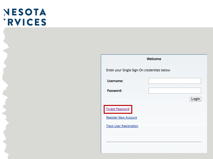 Forgot Password link on login screen