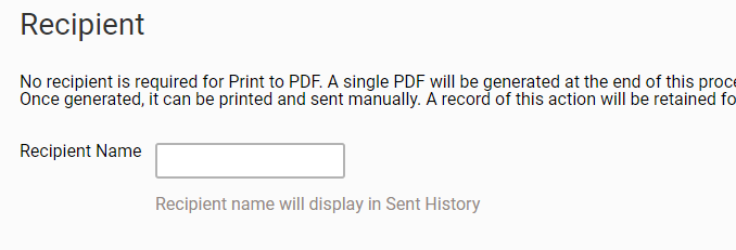 recipient for printing to PDF