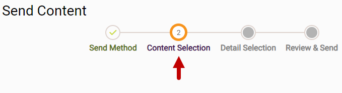 number of content items selected shown in step indicator