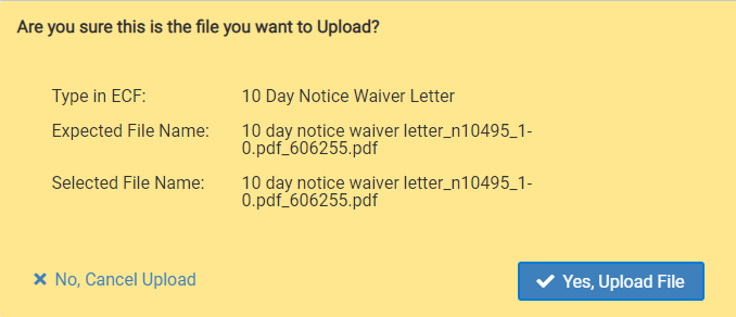 upload confirmation message
