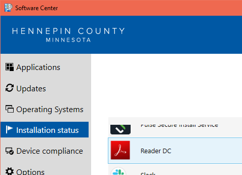 Installation Status tab on Software Center