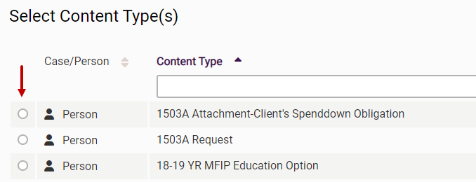 select one content type