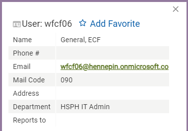 user information panel